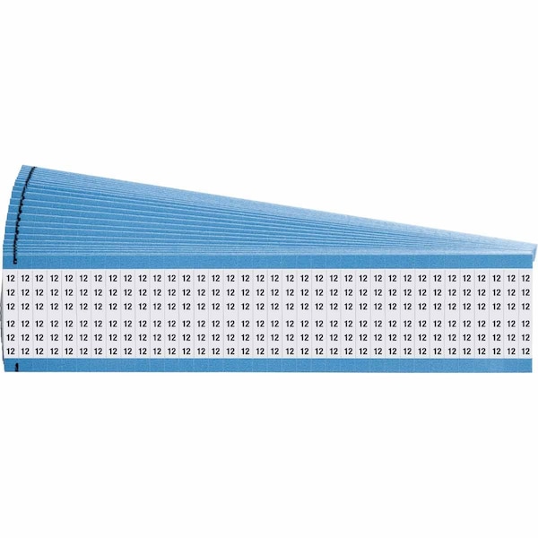 Brady Numerical Wire Markers Repositionable Vinyl Cloth 1.5 in H Legend: 12, 900 Total, 25PK WM-12-PK - main